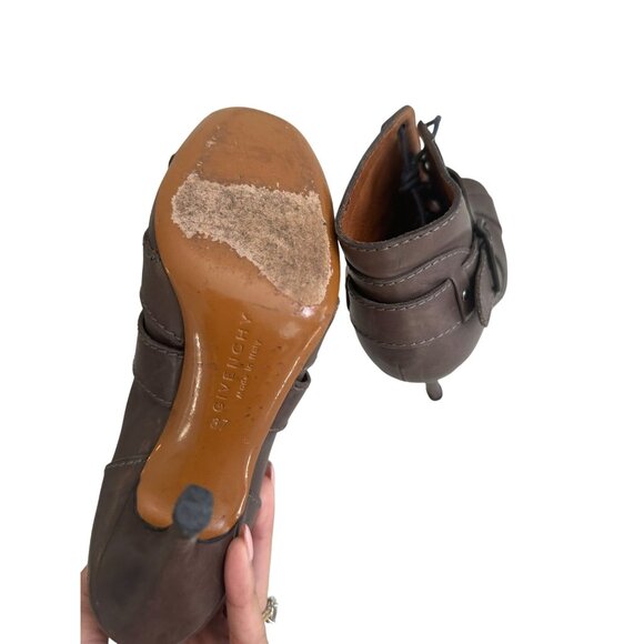 GIVENCHY Brown Leather Buckle Ankle Boots Size 37 / US 7 - Picture 6 of 10